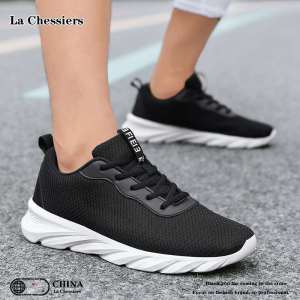 La Chessiers户外跑步鞋男2025年新款大码飞织网面透气男鞋低帮超轻休闲运动鞋