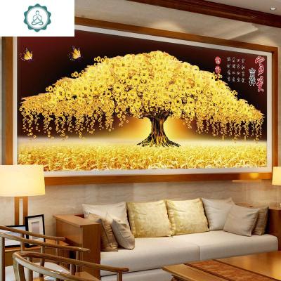 封后(FENGHOU)5d钻石画2019新款金满地满钻摇钱树客厅水晶点贴砖石十字A款闪亮版、满钻款-250*9十字绣