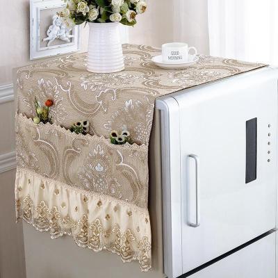 欧式蕾丝单开双开冰箱防尘罩盖巾布 对开冰箱罩套帘 冰箱巾-慕羽香槟 双开门75*180cm(含花边)
