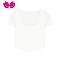 七斓白色短袖T恤女ins潮夏季辣妹韩版纯欲方领修身显瘦短款上衣打底衫