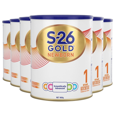 惠氏S26金装Wyeth婴儿配方奶粉1段0-6个月婴儿适用900g6罐装