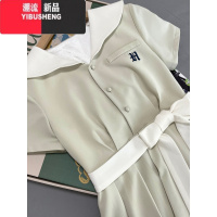 YIBUSHENG七月熙jk原创 小稚盛服绿色清新花瓣领领连衣裙学院风
