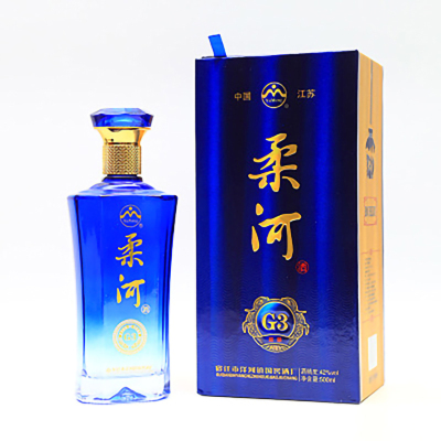 洋河镇柔河G3蓝瓶52°商务用酒纯粮酿造浓香型白酒500ml*6瓶整箱装
