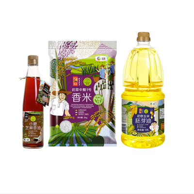 初萃米油组套 五常香米 玉米胚芽油 芝麻香油