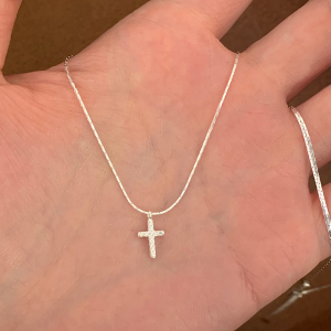 十字架蛇骨链日常百搭纯银项链不掉色永久可水洗女配裙子银饰送女朋友老婆情人节七夕生日礼物