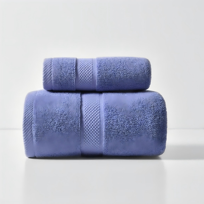 汉司家纺 毛巾+浴巾棉柔素色套装 2.00 条/套 (计价单位:套) 蓝色