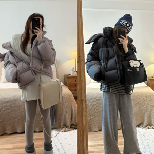 年冬季韩版宽松立领连帽棉服女短款新款加厚保暖面包服外套