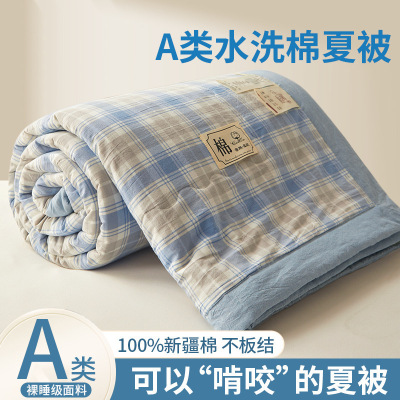 新疆全棉棉花夏被礼品空调被夏凉被四件套纯棉被子春秋被棉被被芯_924