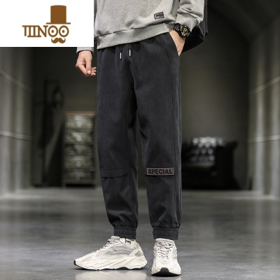 YANXU秋季休闲裤子男士款潮流宽松运动裤束脚潮牌款ins工装裤