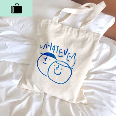 ins帆布包女单肩包文艺森系韩版帆布袋大容量学生手提日系帆布包NEW LAKE whatever米白色女士单肩包