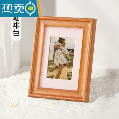 敬平实木相框摆台10寸6寸8寸B5营业执照A4装裱原木定制北欧挂墙画框7 咖啡色 5寸摆台(横竖可用)