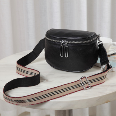 腰包女潮ins流行包包2020新款潮软牛皮圆鼓包百搭胸包宽带斜挎包