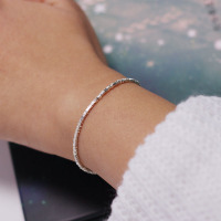 碎银几两手链纯银轻奢高级感小众碎银子送闺蜜简约古风单圈手串女送女朋友老婆情人节七夕生日礼物