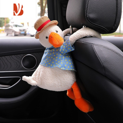 三维工匠车载圾桶纸巾盒二合一可爱卡通汽车抽纸盒挂式网红鸭创意抽纸包女 网红鸭子纸巾盒