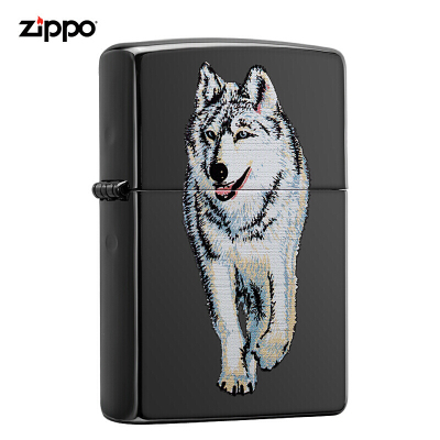 美国ZIPPO打火机芝宝黑冰狼769狼行天下男士礼物黑冰狼