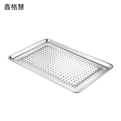 鑫格慧 304不锈钢方盘盘子长方形蒸饭盘 60*40*2cm带孔 个