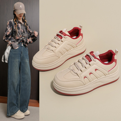 2026春季新款ins韩透气小白鞋女学生厚底百搭休闲运动板鞋