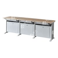 居将 JJ4012403 隐藏式翻转电脑桌培训桌教室机房多媒体学习桌办公桌A款三人位