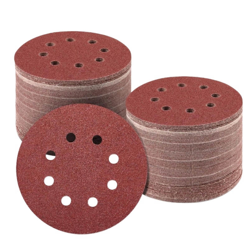 铁洋 背绒砂纸片 植绒砂纸片 5寸125mm8孔60目红砂 片
