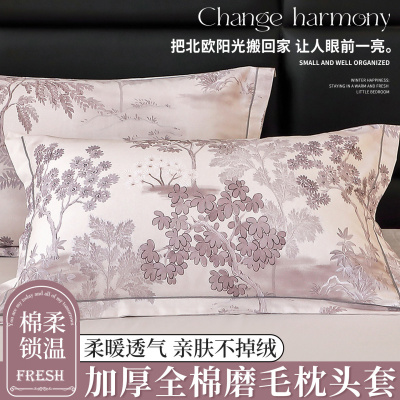 a类全棉磨毛枕套48x74一对装家用秋冬加厚纯棉成人枕芯内胆套单个