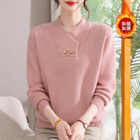 新款妈妈上衣时尚针织中老年人洋气针织衫中年小衫女冬季保暖加绒