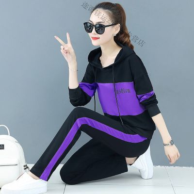 珂卡慕(KEKAMU)设计师品牌女装潮牌女装春装时尚休闲连帽卫衣运动服套装女2020春季春装新款韩版宽松两件套潮