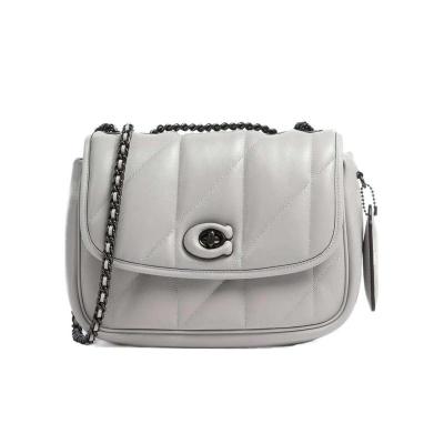 COACH徽标翻盖单肩包女链条肩带旋转锁开合