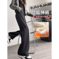 加绒运动裤子冬加厚绒裤女外穿新款小个子棉裤羊羔绒阔腿卫裤_181