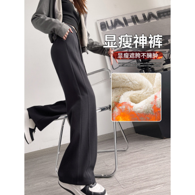 加绒运动裤子冬加厚绒裤女外穿新款小个子棉裤羊羔绒阔腿卫裤_181