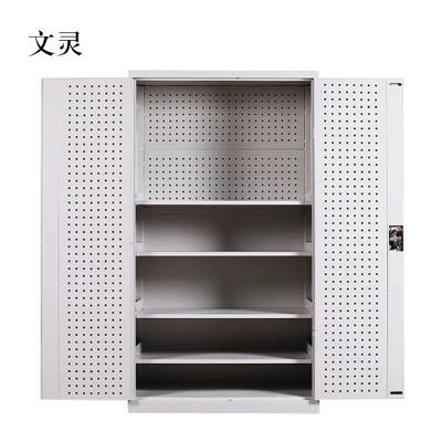 文灵工具柜加厚铁皮储物柜工厂车间用带抽屉汽修多功能收纳柜通门带网柜灰白色