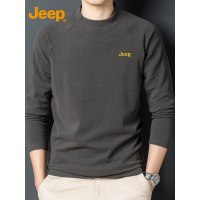 Jeep吉普德绒长袖t恤男士半高领休闲上衣2025年秋季保暖打底衫男