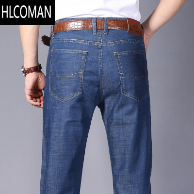HLCOMAN中年牛仔裤男士爸爸款高腰宽松中老年人深裆男裤子夏季薄款