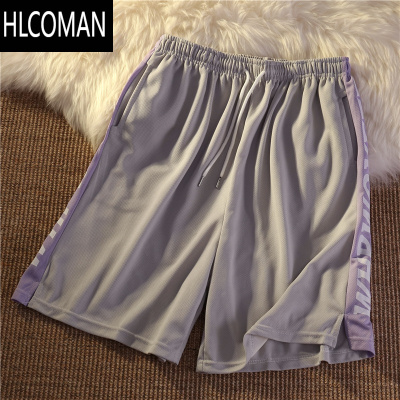 HLCOMAN2025夏季新款冰丝短裤男休闲宽松篮球薄款网眼五分沙滩裤