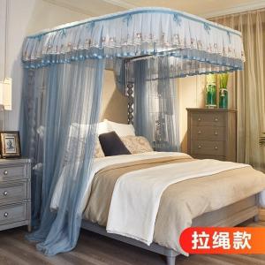 美帮汇u型导轨蚊帐家用落地加密1.5m/1.8m床2米公主风欧式纹账支架夏季