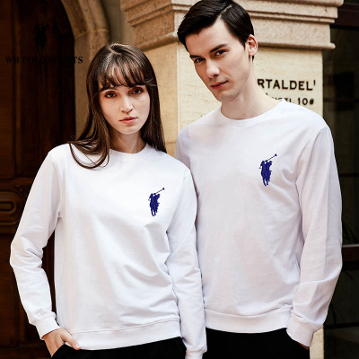 情侣款多色重工刺绣大马标情圆领卫衣