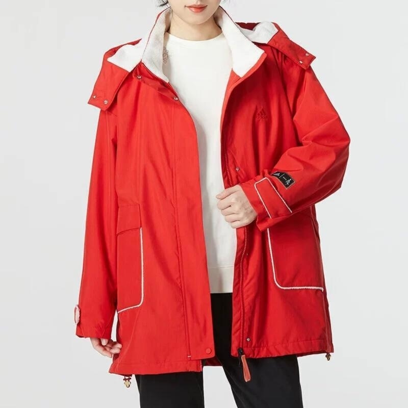 adidas/阿迪达斯女子保暖宽松休闲连帽运动夹克外套 HZ2995 C