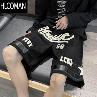 HLCOMAN美式绒短裤男潮牌ins夏季薄款宽松休闲5五分裤子运动中裤