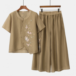 2026年中老年女装套装新款短袖两件套衣服40-60岁妈妈装大码服装