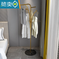 敬平简易衣架家用落地网红挂衣架小型衣帽架卧室客厅阳台晾衣架衣服架 T款金色+黑白根底座