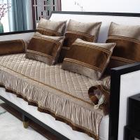 家柏饰(CORATED)沙发垫冬季毛绒防滑沙发套全包套罩简约现代坐垫子 锦素年华-香槟色 70*180cm+花边