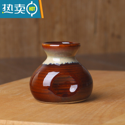 敬平简约釉下彩陶瓷牙签筒家庭餐厅火锅干冰小瓶子收纳盒饭店日式盅 金边布袋牙签筒