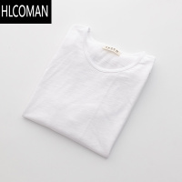 HLCOMAN竹节棉男士纯色情侣装半袖打底衫体恤长袖ins夏短袖T恤