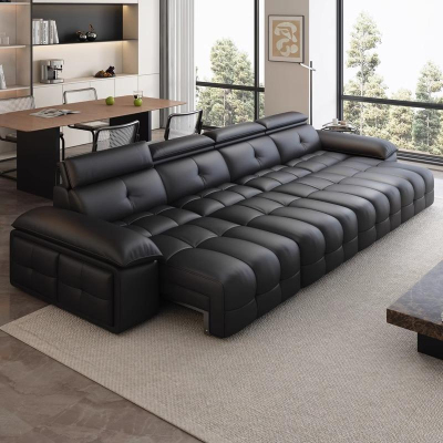 虔度头层牛皮三人沙发简约北欧大户型客厅现代家居多功能电动按摩带脚托设计