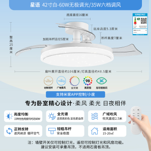 雷士照明(NVC)吊扇灯客厅餐厅家用风扇吊灯简约现代电扇灯具遥控变频隐形风扇灯
