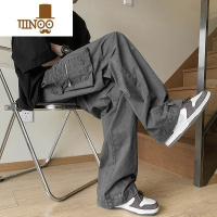 YANXU美式工装裤男夏季高街潮牌宽松阔腿直筒拖地裤百搭潮流休闲长裤子