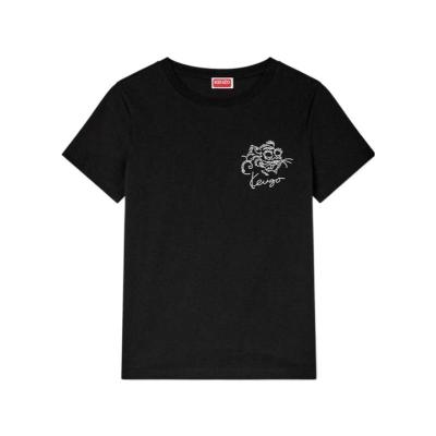 高田贤三(Kenzo)纯棉刺绣经典T恤女短袖圆领直下摆休闲百搭运动卫