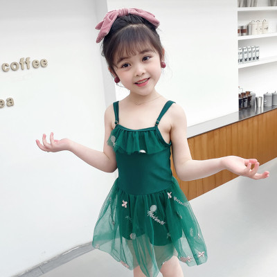 儿童泳衣女童连体韩国纱裙式超仙可爱中小童小公主宝宝泡温泉~