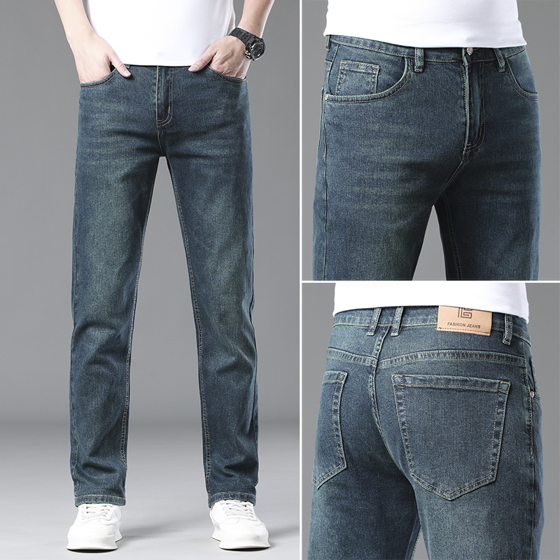 金盾(KIN DON)正品纯棉男士牛仔裤男秋冬款新款直筒修身长裤潮流裤子男