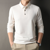 男士polo衫秋季新款纯色长袖翻领休闲男士T恤休闲翻领