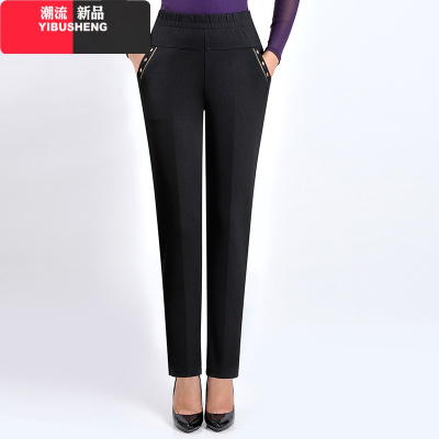 YIBUSHENG妈妈裤子春秋外穿秋装长裤中老年女裤直筒奶奶加绒加厚老人秋冬款妈妈装